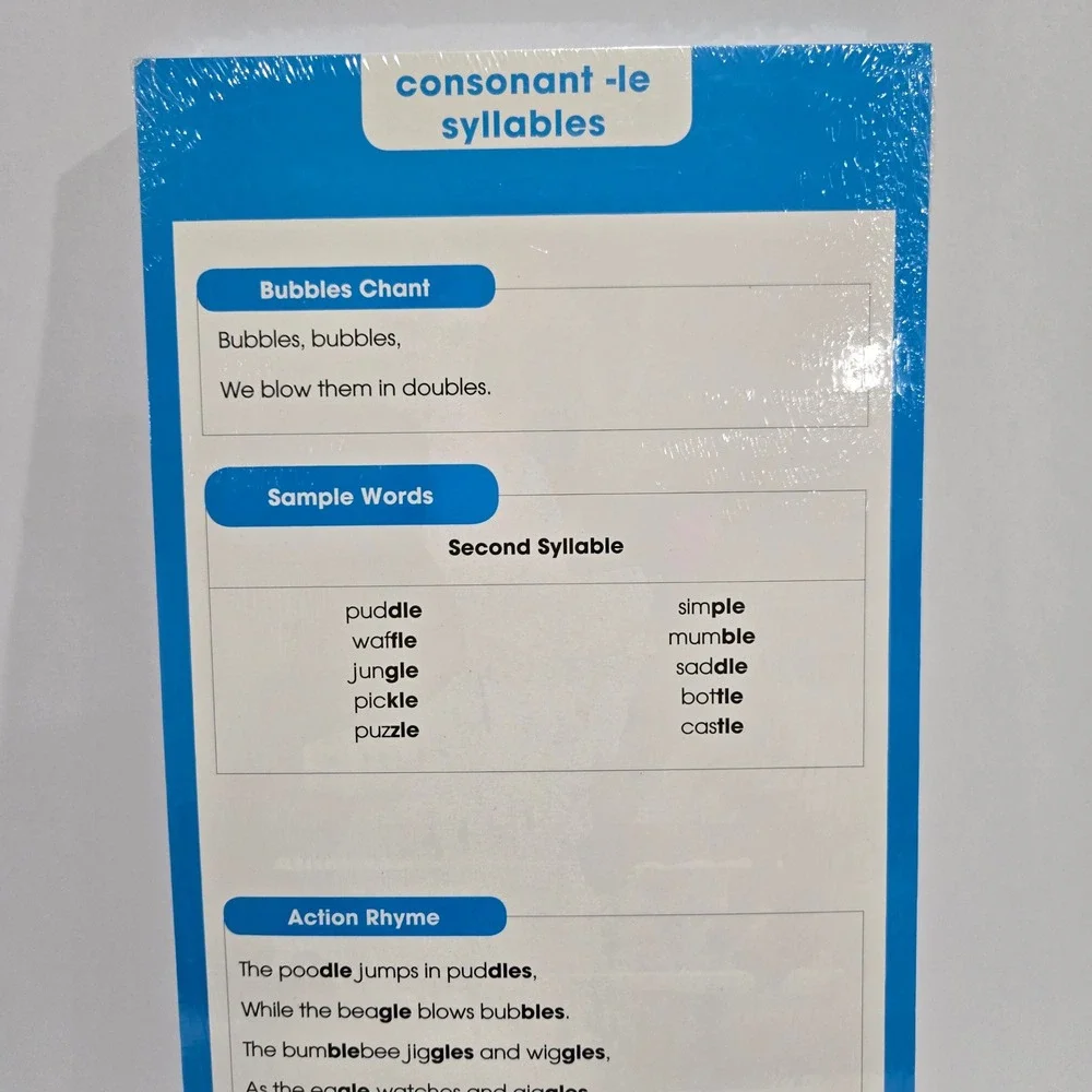 ENGLISH Sound Spelling Cards Consonant -le Syllables Homeschool Education